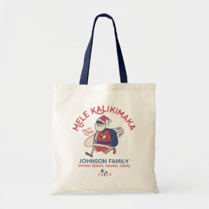 Custom Mele Kalikimaka Santa Hawaiian Christmas Tote Bag