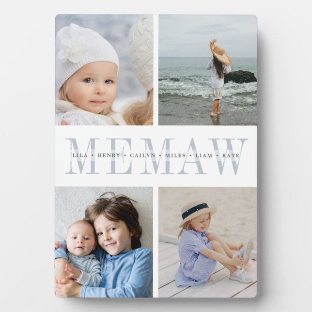 Custom "Memaw" Grandchildren Photo Collage Plaque (Front)