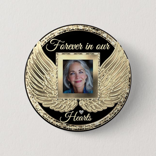 Custom Memorial Angel Wings Add Photo Button (Front)