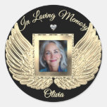 Custom Memorial Angel Wings Add Photo Classic Round Sticker