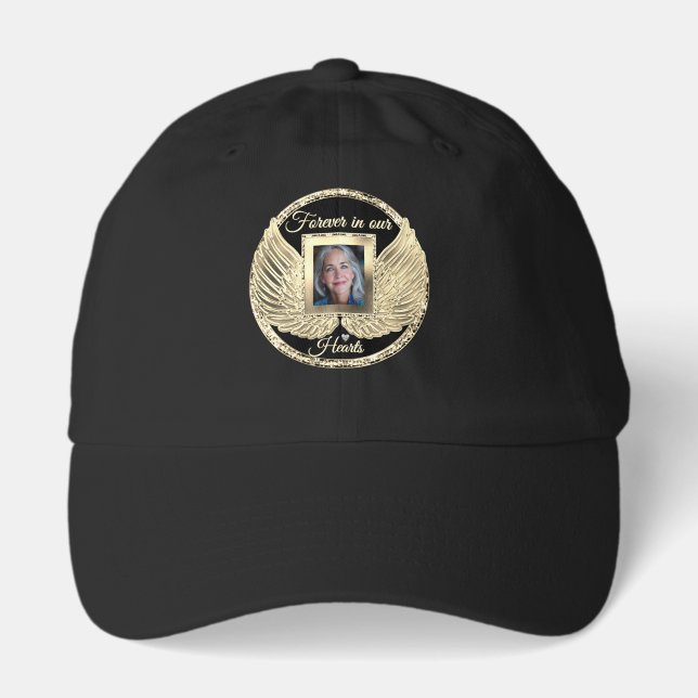Custom Memorial Angel Wings Add Photo Hat (Front)