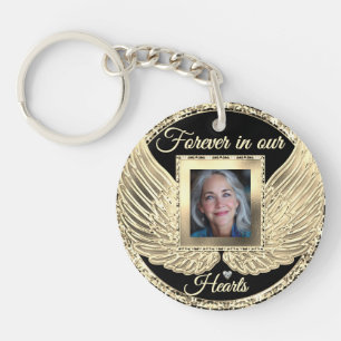 Custom Memorial Angel Wings Add Photo Keychain