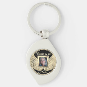 Custom Memorial Angel Wings Add Photo Keychain