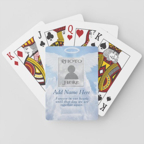 Custom Memorial Angel Wings Add Photo Playing Playing Cards