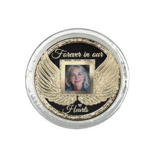 Custom Memorial Angel Wings Add Photo Ring
