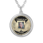 Custom Memorial Angel Wings Add Photo Silver Plated Necklace