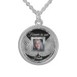 Custom Memorial Angel Wings Add Photo Sterling Silver Necklace