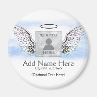 Custom Memorial | Angel Wings and Clouds Magnet