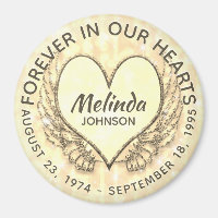 Custom Memorial | Angel Wings and Heart Magnet