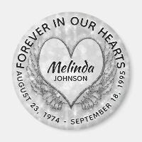 Custom Memorial | Angel Wings and Heart Magnet