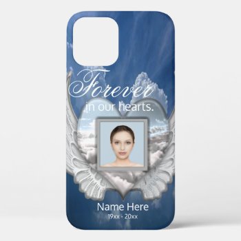 Custom Memorial Angel Wings Heart Add Photo Iphone 12 Pro Case by MemorialGiftShop at Zazzle