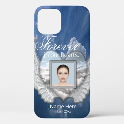Custom Memorial Angel Wings Heart Add Photo iPhone 12 Pro Case
