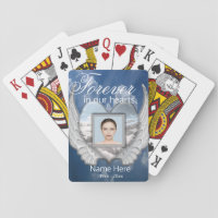 Custom Memorial Angel Wings Heart Add Photo Playing Cards