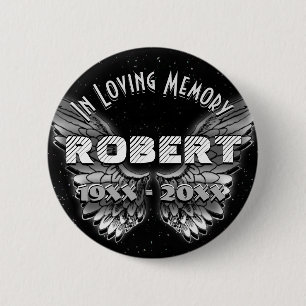 Custom Memorial Angel Wings Pinback Button
