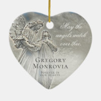Custom Memorial Angels Watching Over Ceramic Ornament