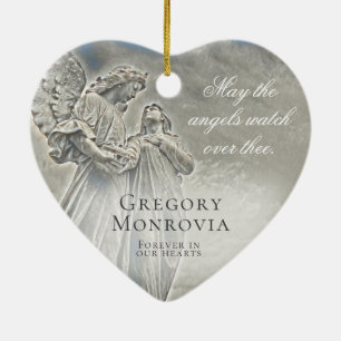 Custom Memorial Angels Watching Over Ceramic Ornament
