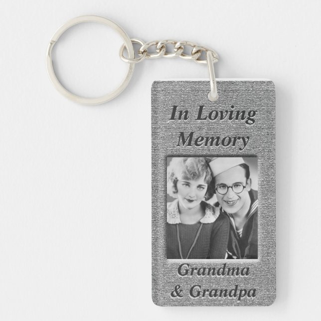 Custom Memorial Anique Silver Look Keychain (Front)