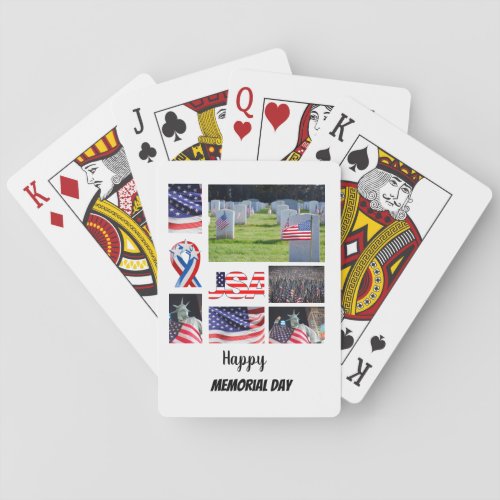 Custom Memorial Day 8 Photo Collage Playing Cards