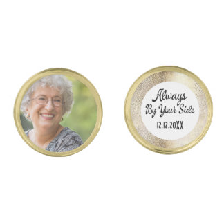 Custom Memorial Gold Photo Wedding Cufflinks
