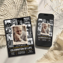 Custom Memorial Invite, Photo Collage Funeral