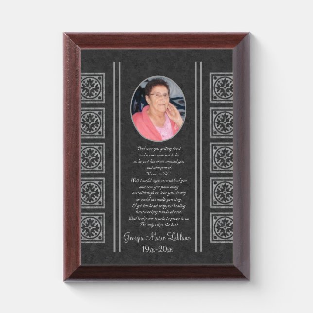 Custom Memorial Keepsakes Award Plaque (Vertical)