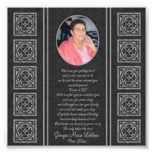 Custom Memorial Keepsakes Photo Print