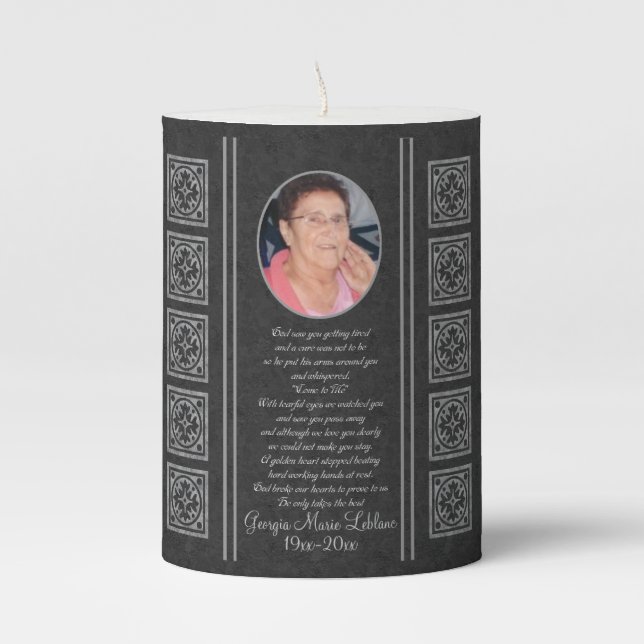 Custom Memorial Keepsakes Pillar Candle (Front)
