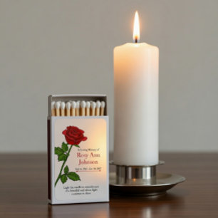 Custom Memorial Matchbox with a Red Rose  Matchboxes
