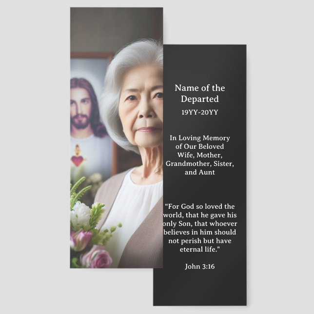 Custom Memorial Photo Bible Verse Funeral Keepsake Bookmarks (Front & Back)