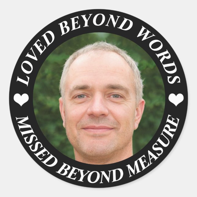 Custom Memorial Photo  Classic Round Sticker (Front)