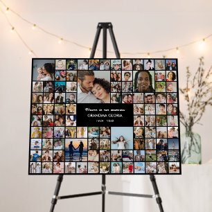 Custom Memorial Photo Collage 100 Pictures Foam Board