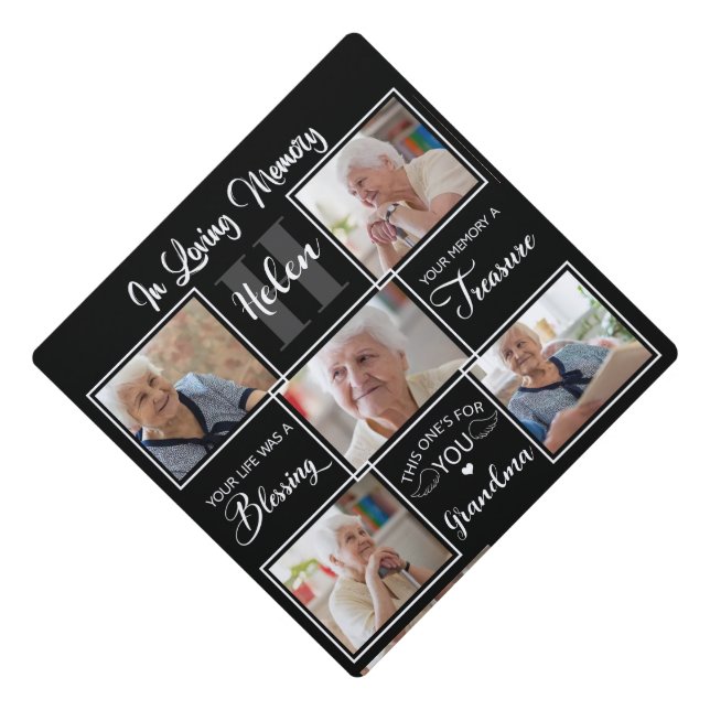 Custom Memorial Photo Graduation Cap Topper (Front)