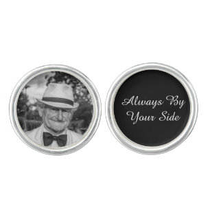 Custom Memorial Photo Groom Classic Black Cufflinks