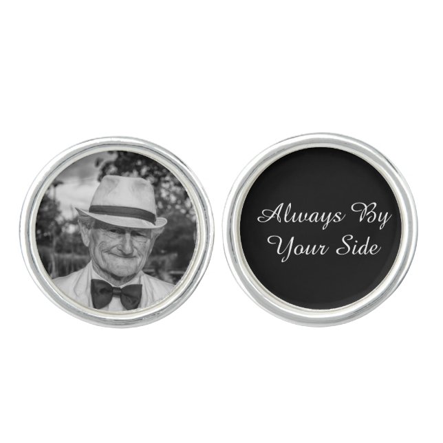 Custom Memorial Photo Groom Classic Black Cufflinks (Front)
