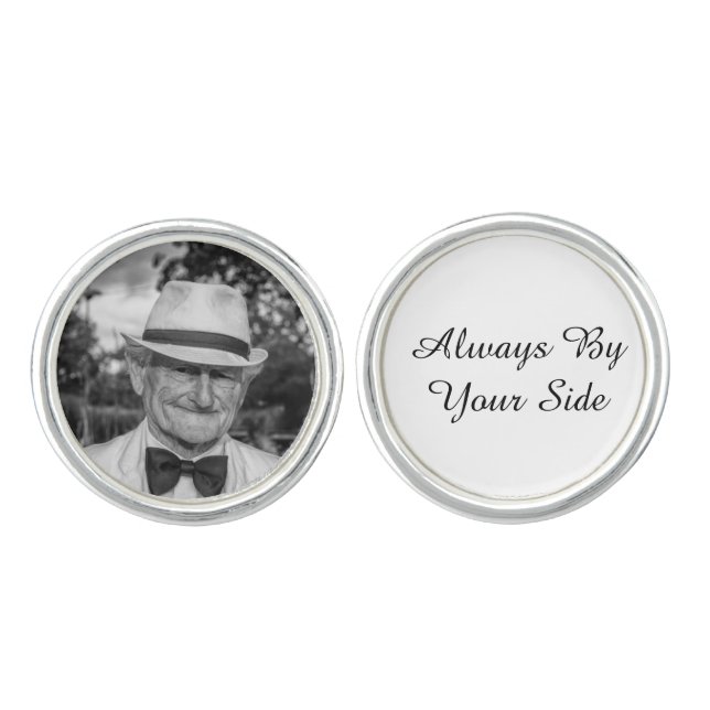 Custom Memorial Photo Text Groom Cufflinks (Front)