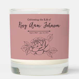 Custom Memorial Scented Candle on Dusty Rose