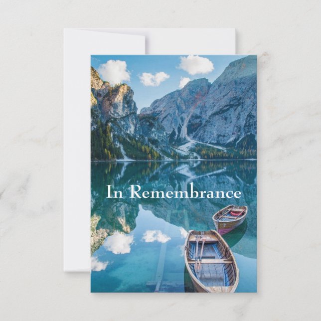 Custom Memorial Service Beautiful Mountain Lake In Invitation (Front)