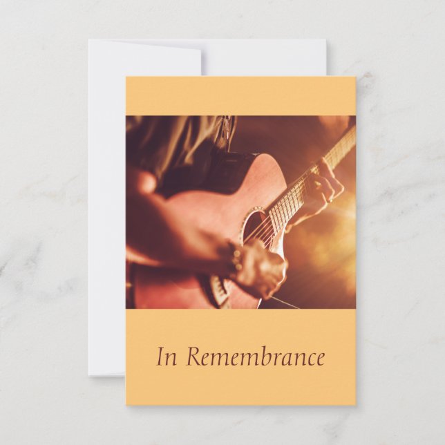 Custom Memorial Service Guitar Player Music Invitation (Front)