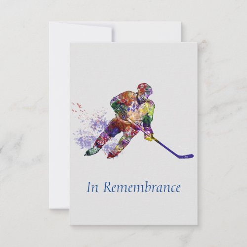 Custom Memorial Service Hockey Player Sport Invitation