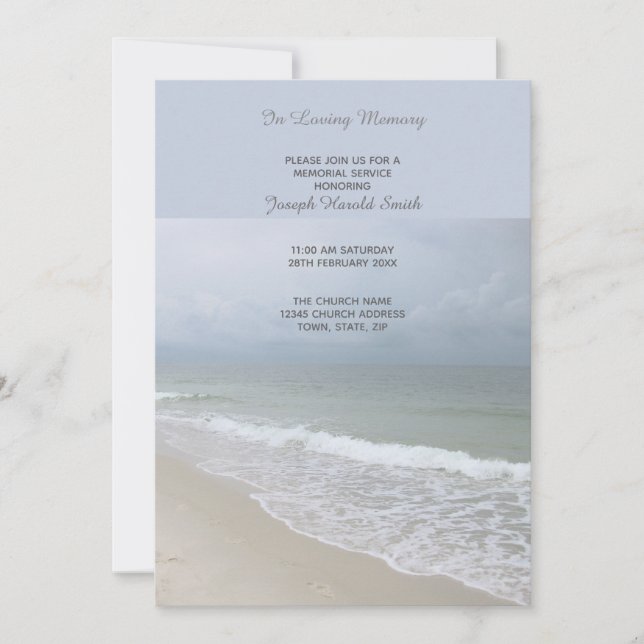 Custom Memorial Service Invitation - Beach Theme (Front)