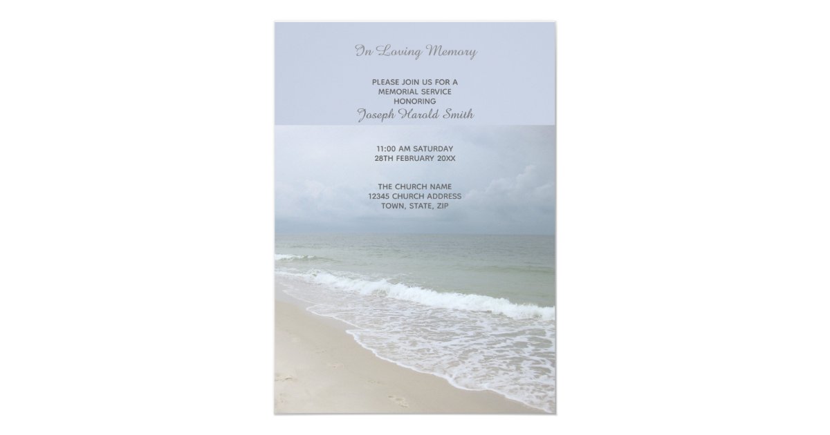 Custom Memorial Service Invitation - Beach Theme | Zazzle.com