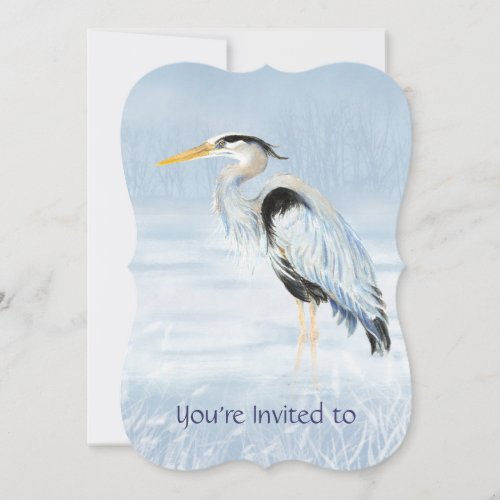 Custom Memorial Service Invite Blue Heron Bird