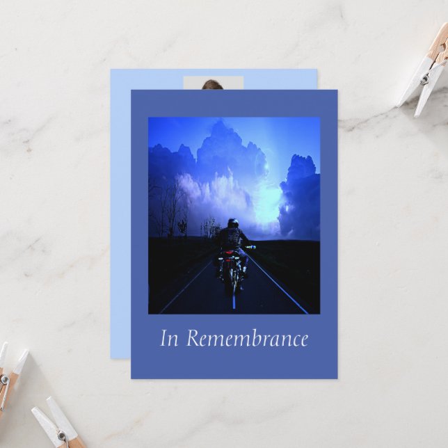 Custom Memorial Service Motorcycle Biker Chopper  Invitation (Front/Back In Situ)