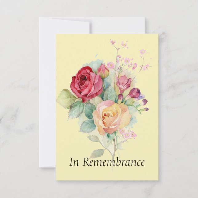 Custom Memorial Service Roses Garden Flower Invitation (Front)