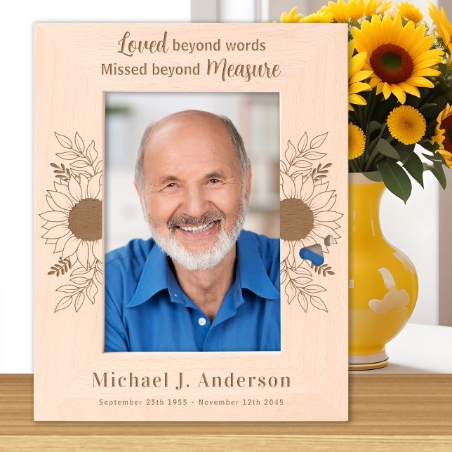 Custom Memorial Sunflower Floral Wooden Picture Engraved Frames (Creator Uploaded)