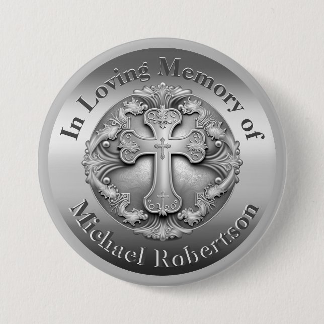 Custom Memorial with Cross Button (Front)