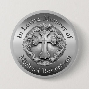 Custom Memorial with Cross Button