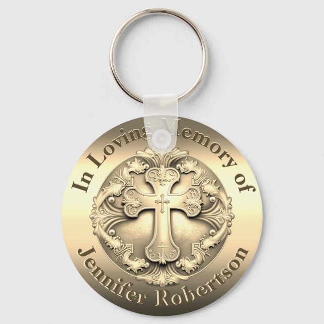 Custom Memorial with Cross Keychain (Front)