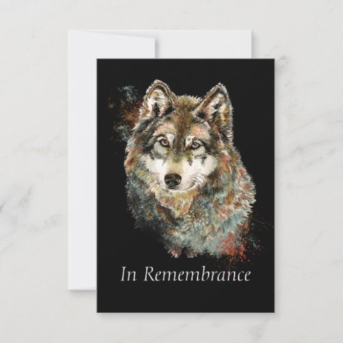 Custom Memorial Wolf Animal Watercolor Invitation