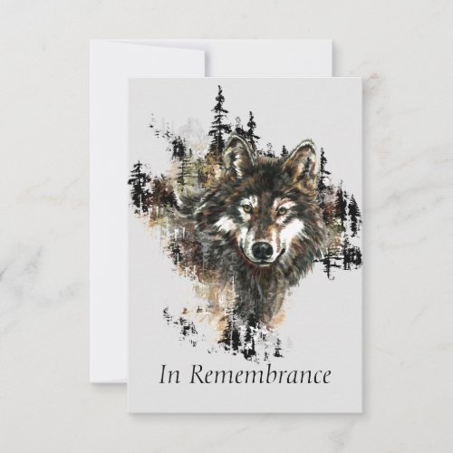Custom Memorial Wolf Animal Watercolor Mountain Invitation
